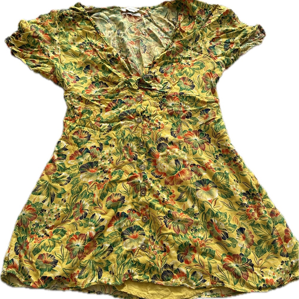 Urban outfitters floral yellow red green mini dress - Picture 3 of 4
